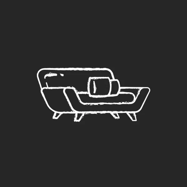 Bequeme Couch Kreideweißes Symbol Auf Schwarzem Hintergrund Moderne Wohnzimmermöbel Moderne — Stockvektor