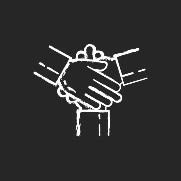 Amicale Coopération Craie Icône Blanche Sur Fond Noir Atmosphère Accueillante — Image vectorielle