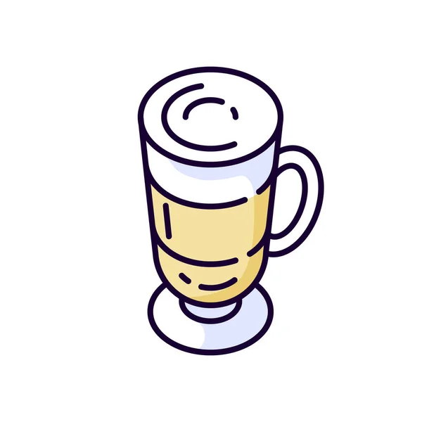 Frappe Rgb颜色图标 把饮料放在杯子里 Macchiato在杯子里咖啡菜单 泡沫咖啡 有泡沫的饮料 有咖啡因的饮料 咖啡店的Macchiato孤立的矢量说明 — 图库矢量图片