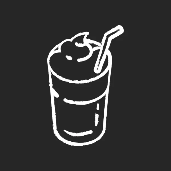Mocha粉笔白色图标黑色背景 咖啡加泡沫和稻草 杯子里的饮料 咖啡菜单 从餐馆转来的 咖啡店孤立的矢量黑板插图 — 图库矢量图片