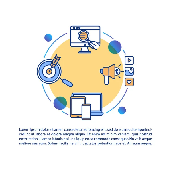 Metinli sosyal medya koordinasyon konsepti simgesi. Çok kanallı pazarlama. PPT sayfa vektör şablonu. İletişim kanalları. Broşür, dergi, kitapçık tasarım ögesi doğrusal çizimler