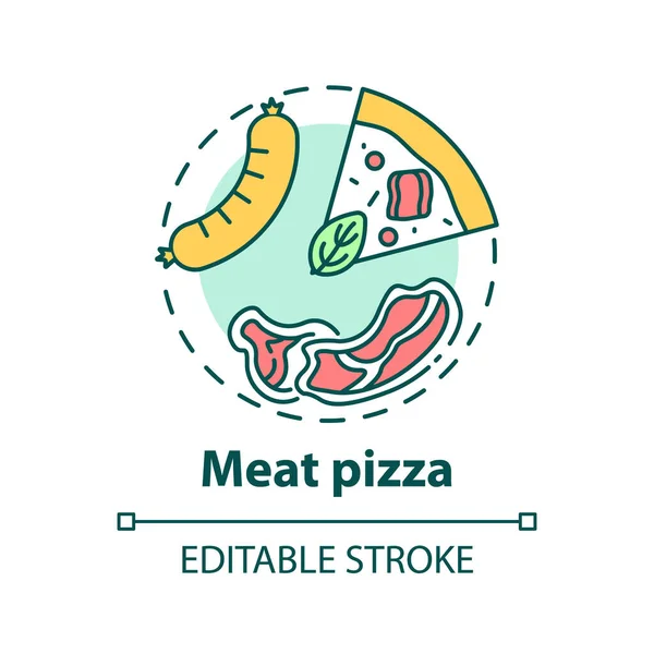 Ikona Pizzy Mięsnej Rodzaje Składników Tradycyjny Włoski Smak Narodowy Smaczny — Wektor stockowy