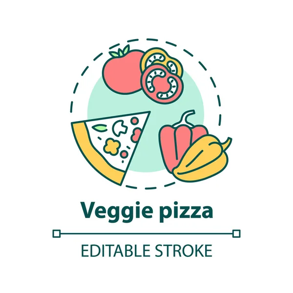 Veggie Icono Concepto Pizza Ingredientes Frescos Pizzería Ecológica Tipos Comida — Archivo Imágenes Vectoriales