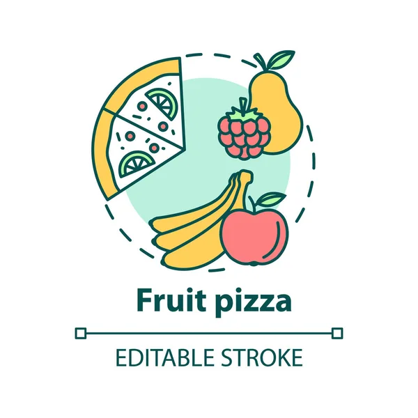 Ikona Pizzy Owocowej Organiczne Słodkie Składniki Wegańskie Pizzeria Menu Smaczne — Wektor stockowy