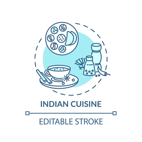 Icono Concepto Cocina India Deliciosas Comidas Especiadas Tradicionales Menú Nacional — Archivo Imágenes Vectoriales