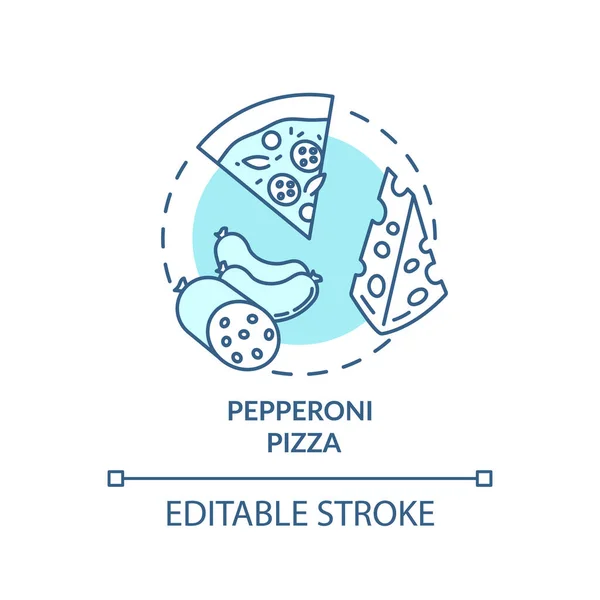 Icono Concepto Pizza Pepperoni Comida Caliente Pizzería Deliciosas Salchichas Queso — Archivo Imágenes Vectoriales