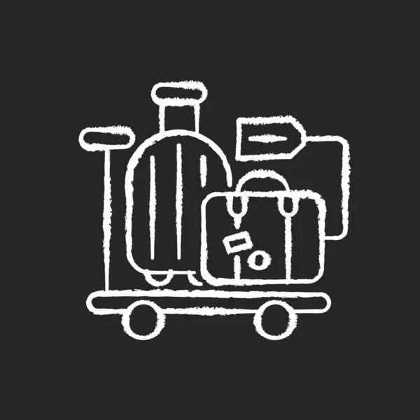 Gepäckwagen Kreide Weißes Symbol Auf Schwarzem Hintergrund Eisenbahnverkehr Zugverkehr Urlaubsreise — Stockvektor