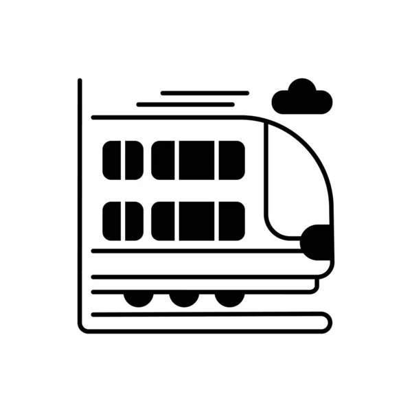 Bilevel Trein Zwart Lineair Pictogram Dubbeldekker Spoorwagon Modern Spoorvervoer Schets — Stockvector