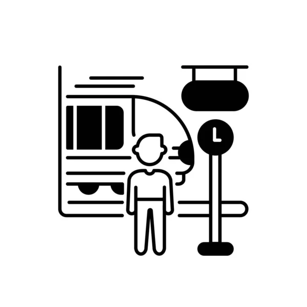 통근열차 아이콘 도시간 서비스는 공간의 상징을 나타낸다 기차역 벡터에 승객과 — 스톡 벡터