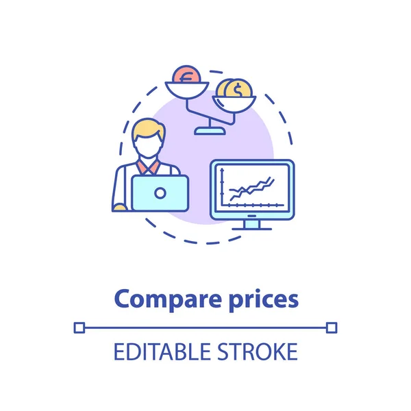 Comparer Les Prix Concept Icône Aider Des Pourboires Une Sagesse — Image vectorielle