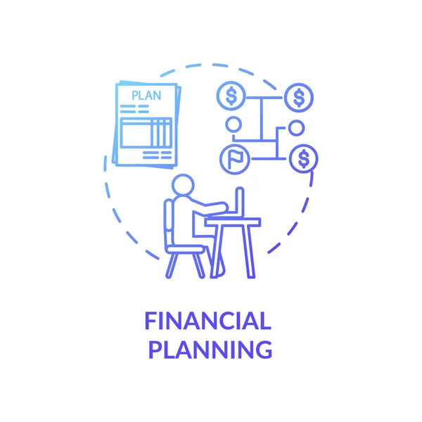 Icono Del Concepto Planificación Financiera Presupuesto Aumentando Fijación Objetivos Consejos — Vector de stock