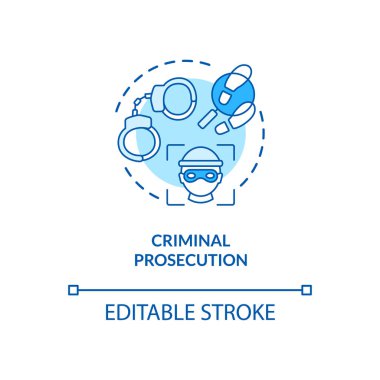 Ceza savcılığı konsepti ikonu. Dijital suçlular yakalama sistemi. Suç durdurma teknolojisi ince çizgi çizimi fikri. Vektör izole edilmiş RGB renk çizimi. Düzenlenebilir vuruş