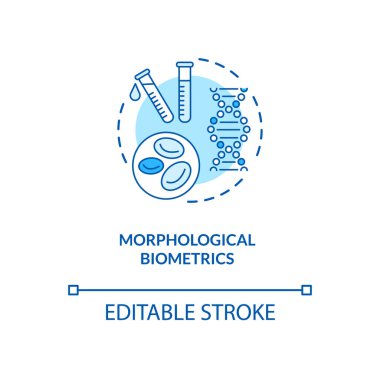 Morfolojik biyometrik konsept ikonu. Benzersiz bir kan örneği. DNA tipleri. Biyometrik tip fikirler ince çizgi çizimi fikri. Vektör izole edilmiş RGB renk çizimi. Düzenlenebilir vuruş