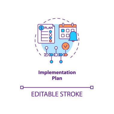 Uygulama planı konsepti simgesi. İletişim stratejisi bileşenleri. Daha iyi bir iş fikri çizmek için adım adım inceliyoruz. Vektör izole edilmiş RGB renk çizimi. Düzenlenebilir vuruş