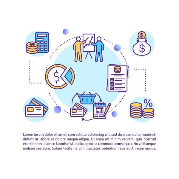 Metinli bankacılık sistemi analiz konsepti simgesi. Finansal işlem. PPT sayfa vektör şablonu. Broşür, dergi, kitapçık tasarım ögesi doğrusal çizimler
