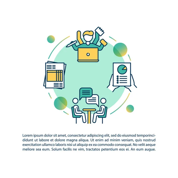 Çoklu bankacılık çalışanı konsept simgesi metin ile birlikte. Finans komisyoncusu tavsiyesi. PPT sayfa vektör şablonu. Broşür, dergi, kitapçık tasarım ögesi doğrusal çizimler
