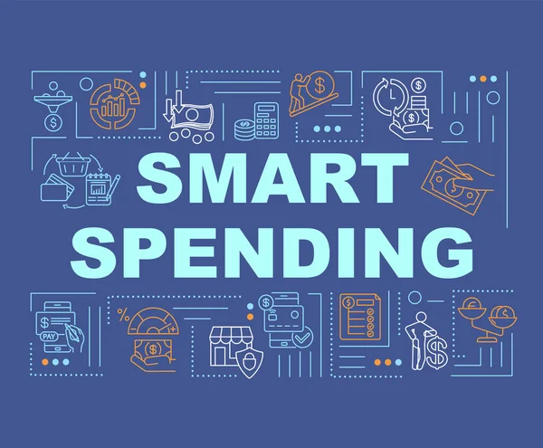 Smart Spending Word Concepts Banner Analytics Accounting Calculating Infographics Linear — Stock Vector