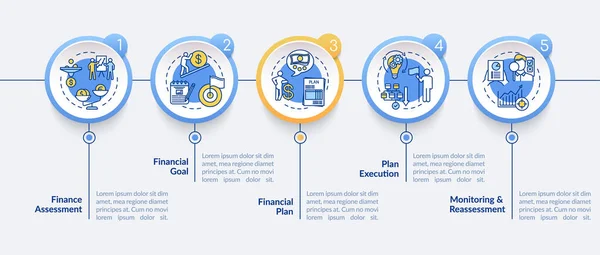 Finanzplanung Prozess Vektor Infografik Vorlage Gestaltungselemente Für Haushaltsziele Datenvisualisierung Schritten — Stockvektor