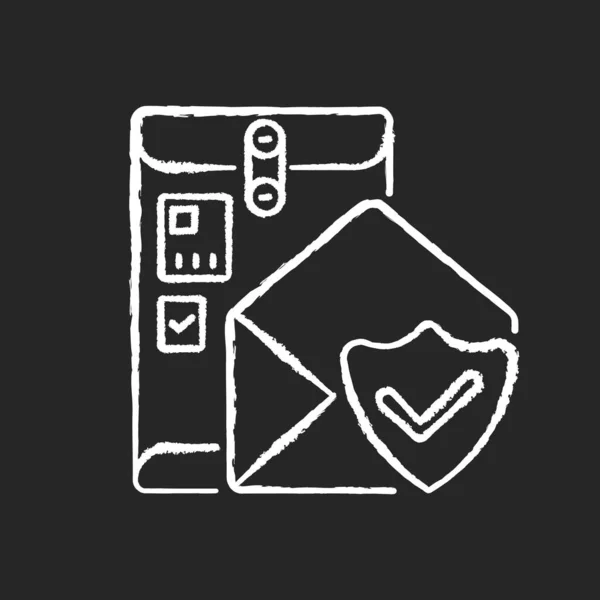 Ασφάλιση Φορτίου Κιμωλία Λευκό Εικονίδιο Μαύρο Φόντο Ταχυδρομική Υπηρεσία Προστασία — Διανυσματικό Αρχείο