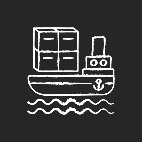 Versand Seekreide Weißes Symbol Auf Schwarzem Hintergrund Kommerzieller Transport Internationaler — Stockvektor