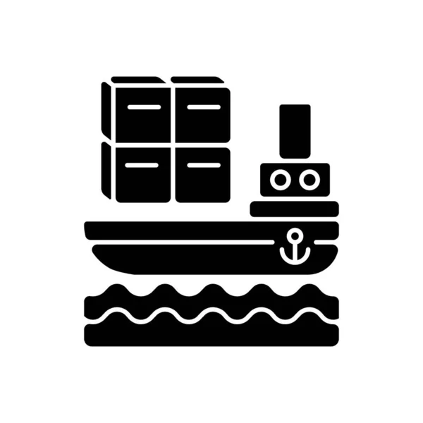 Versand Durch Meer Schwarzes Glyphen Symbol Kommerzieller Transport Internationaler Postdienst — Stockvektor