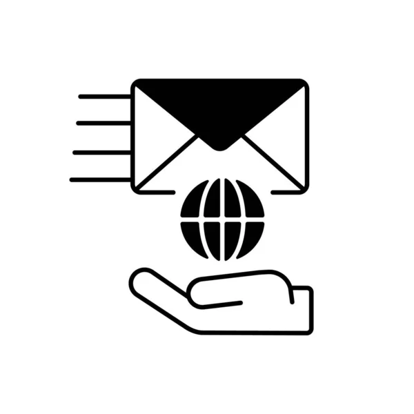 Internationaal Postbedrijf Zwart Lineair Pictogram Wereldwijd Mailing Netwerk Mail Correspondentie — Stockvector