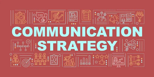 Stratégie Communication Mots Concepts Bannière Équipe Travail Direction Entreprise Infographies — Image vectorielle