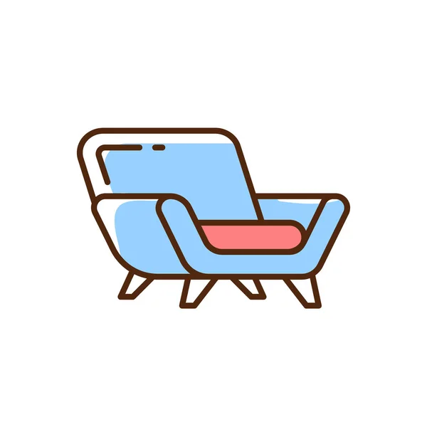 Fauteuil Confortable Couleur Bleu Icône Rvb Détente Sur Chaise Squishy — Image vectorielle