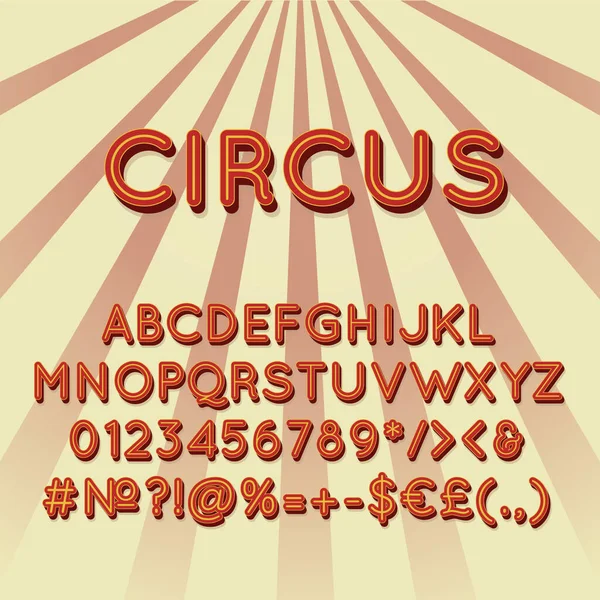 Circus Vintage Vector Alphabet Set Retro Bold Font Typeface Pop — Stock Vector