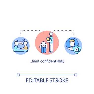 Müşteri gizliliği konsepti ikonu. Özel psikolojik danışmanlık. Tıbbi gizlilik fikri ince çizgi çizimi. Psikoterapi servisi. Vektör izole edilmiş RGB renk çizimi. Düzenlenebilir vuruş