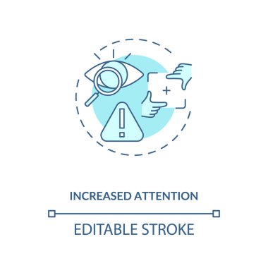 Artan dikkat kavramı simgesi. Konsantrasyon fikri için enerji ince çizgi çizimi. Dikkat, çalışan bellek. Kafeinli içecekler. Vektör izole edilmiş RGB renk çizimi. Düzenlenebilir vuruş