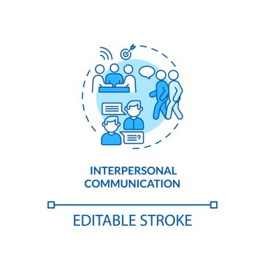 Kişiler arası iletişim konsepti ikonu. İletişim kanalları. Arkadaşlarla konuşmak. Bilgi kaynakları ince çizgiler çiziyor. Vektör izole edilmiş RGB renk çizimi. Düzenlenebilir vuruş