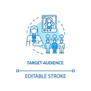 Hedef izleyici konsepti simgesi. İletişim stratejisi bileşenleri. Akıllı işbirliği konuşması ince çizgi çizimi fikrini değiştiriyor. Vektör izole edilmiş RGB renk çizimi. Düzenlenebilir vuruş