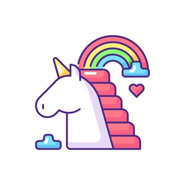 Ikon Warna Rainbow Unicorn Rgb Simbol Kebanggaan Dunia Tanda Pengenal - Stok Vektor
