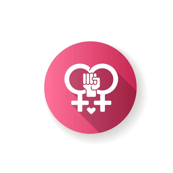 Лесбійський Фемінізм Червоний Плаский Дизайн Довга Тіньова Ікона Веселе Життя — стоковий вектор