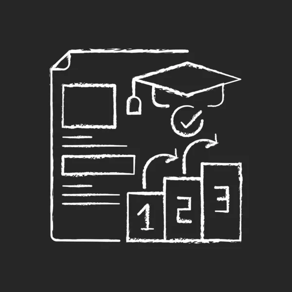 Plaatsingstests Krijt Wit Pictogram Zwarte Achtergrond Kwalificaties Verbeteren Onderwijsniveau Studenten — Stockvector
