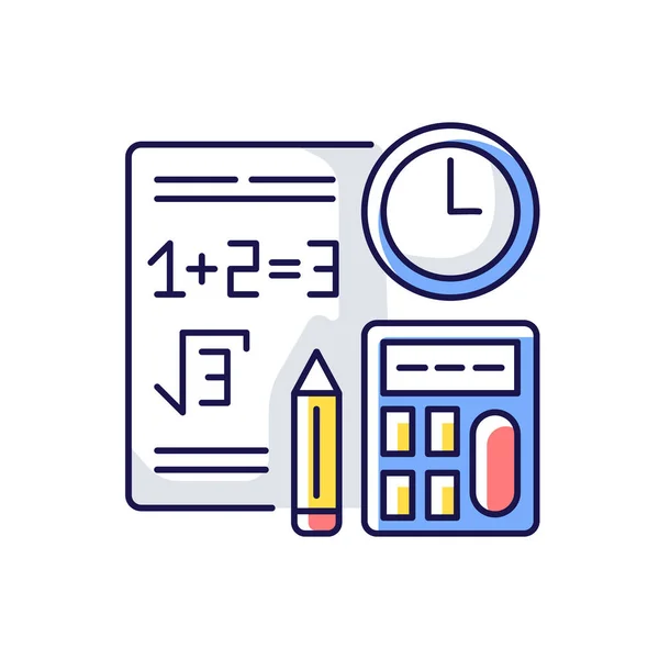 Výpočetní Zkouška Rgb Barevná Ikona Matematický Test Čas Výpočty Odpovídají — Stockový vektor