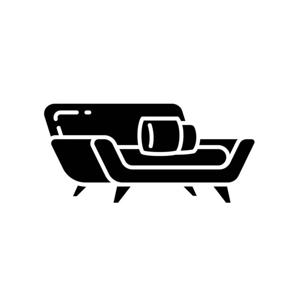 Bequeme Couch Schwarzes Glyph Symbol Moderne Wohnzimmermöbel Moderne Sitzgelegenheiten Silhouette — Stockvektor