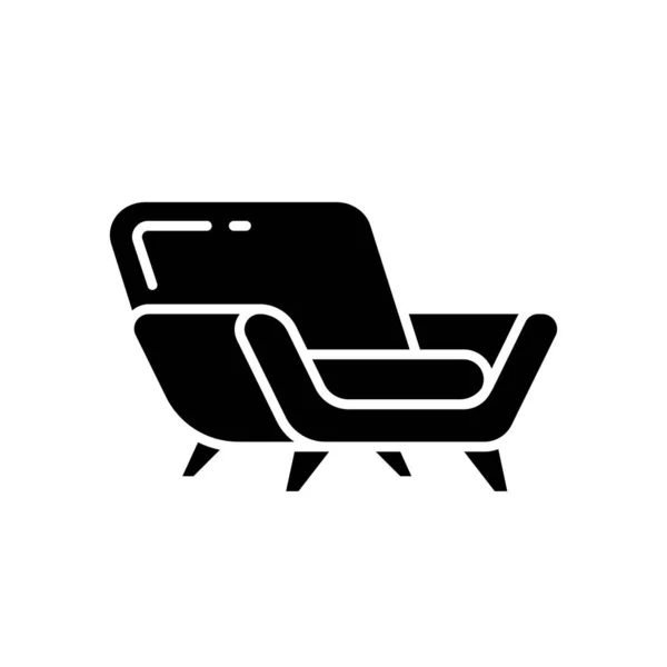 Bequemer Sessel Schwarzes Glyphen Symbol Entspannen Sie Sich Auf Einem — Stockvektor