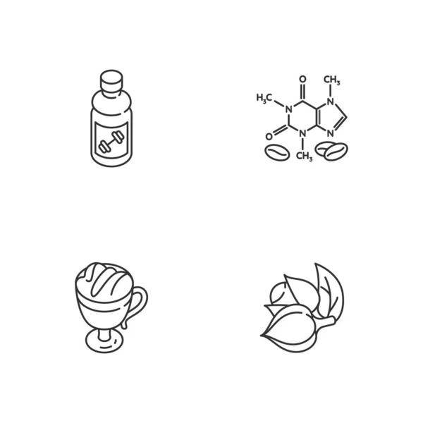음료와 아이콘 카페인 처방이야 과라나 에너지 등고선 상징을 수있습니다 뇌졸중 — 스톡 벡터