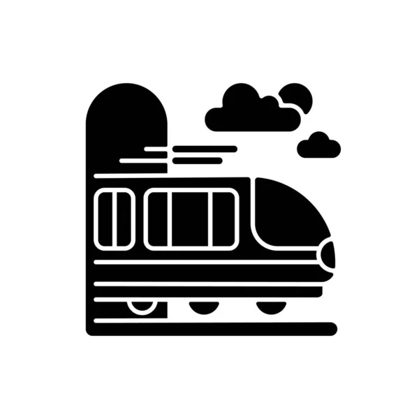 Kutschenwagen Schwarze Glyphen Ikone Moderner Schienenverkehr Schnelles Schienenfahrzeug Silhouette Symbol — Stockvektor