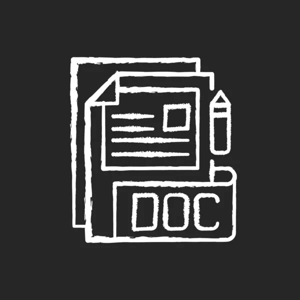 Doc Αρχείο Κιμωλία Λευκό Εικονίδιο Μαύρο Φόντο Μορφή Αρχείου Εγγράφου — Διανυσματικό Αρχείο