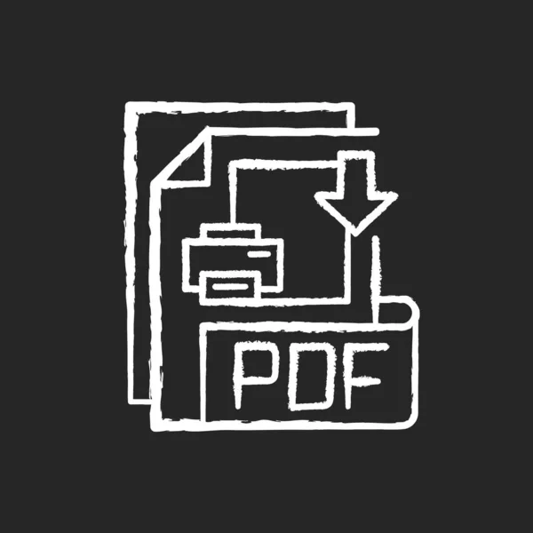 Archivo Pdf Icono Tiza Blanca Sobre Fondo Negro Formato Documento — Vector de stock