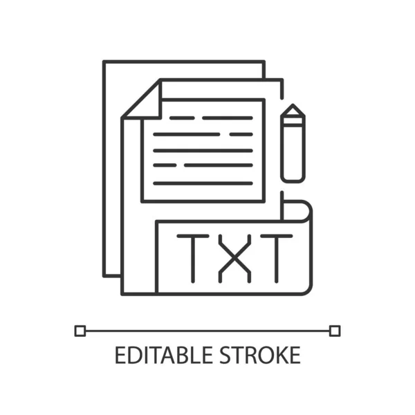 Plik Txt Pixel Idealna Ikona Liniowa Rozszerzenie Pliku Proste Edytory — Wektor stockowy