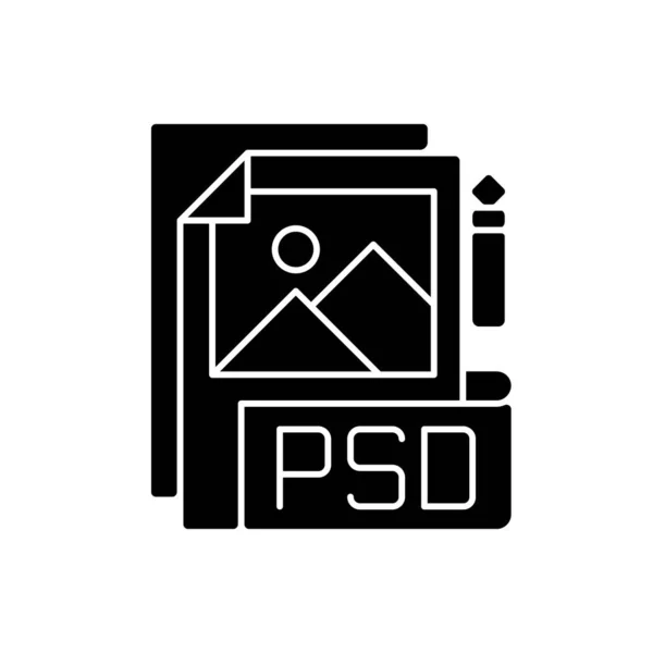 Psd Αρχείο Μαύρο Εικονίδιο Glyph Διαμορφωμένη Μορφή Αρχείου Εικόνας Δεδομένα — Διανυσματικό Αρχείο