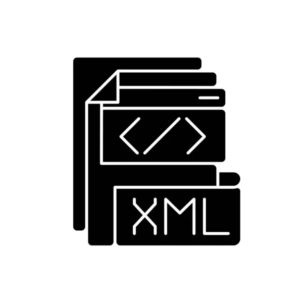 Xml Fájl Fekete Jel Ikon Bővíthető Jelölőnyelv Szövegszerkesztő Tárolási Szállítási — Stock Vector
