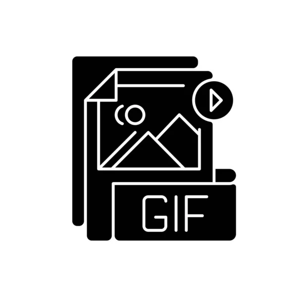 Archivo Gif Icono Glifo Negro Formato Intercambio Gráfico Extensión Nombre — Archivo Imágenes Vectoriales