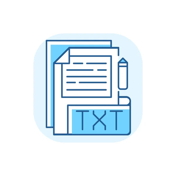 Txt Μπλε Αρχείο Rgb Χρώμα Εικονίδιο Επέκταση Αρχείου Απλά Συντάκτες — Διανυσματικό Αρχείο