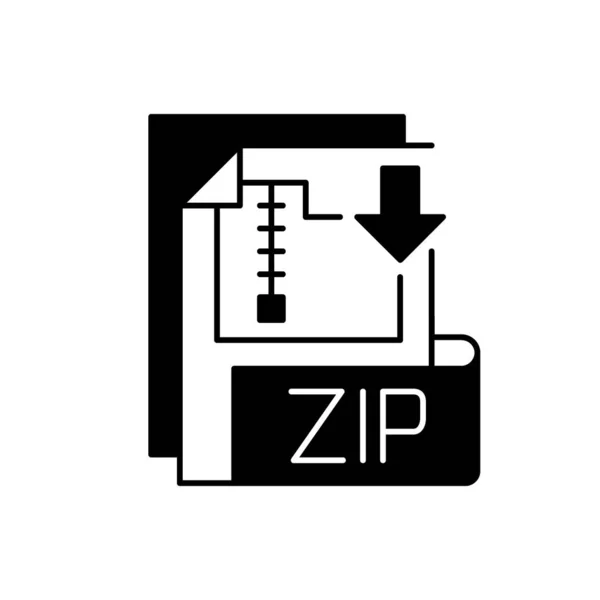 Zip File Black Linear Icon Lossless Compression Binary File Format — Stock Vector