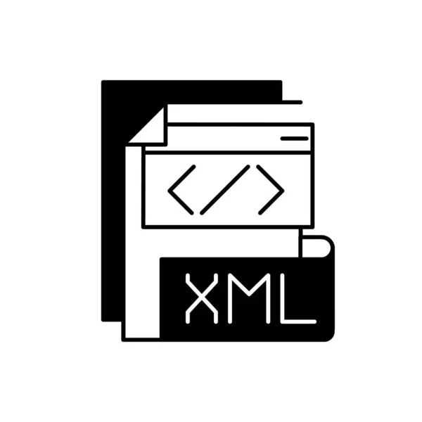Xml Fájl Fekete Lineáris Ikon Bővíthető Jelölőnyelv Szövegszerkesztő Tárolási Szállítási — Stock Vector